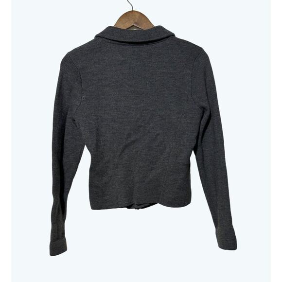 Ann Taylor · Small · Moto Sweater Jacket · Wool-Blend · Grey Knit - Picture 3 of 7